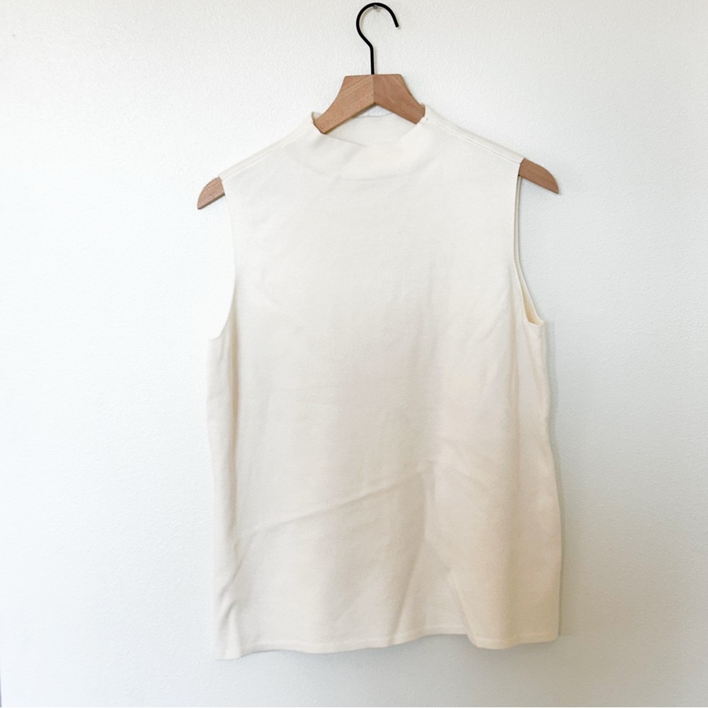 Elegant Cream Women's Nine West Mockneck Sleeveless Sweater Size XL